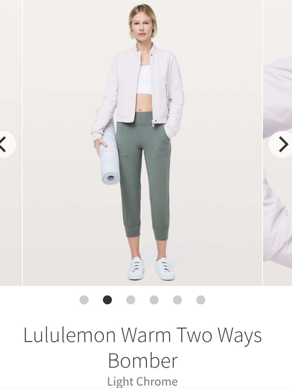 Lululemon Warm Two Ways Reversible Bomber Sz 6 Light Chrome